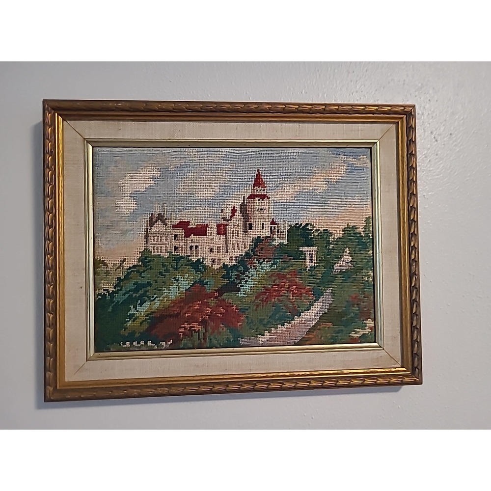 Vintage Babs Fuhrmann petit point Chart No. 75 Casa Loma‎ Framed Completed